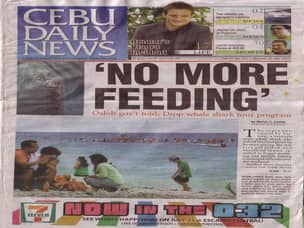 Cebu paper article against whale shark feeding